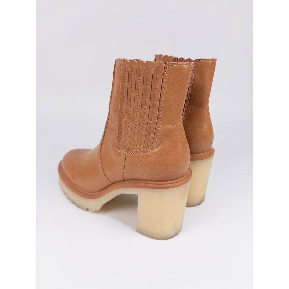 Oasis Society Anastasia Chelsea Boots Tan Lug Sole Chunky Heel Womens 7.5 - Picture 4 of 9